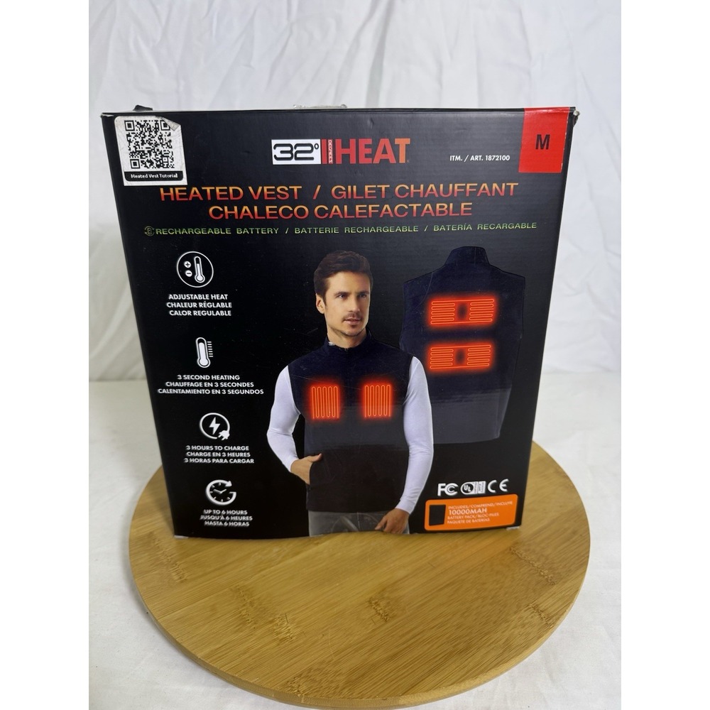 32 Degrees Heat Mens Heated Vest Black Rechargeable 10000mAh Battery 1872100 M